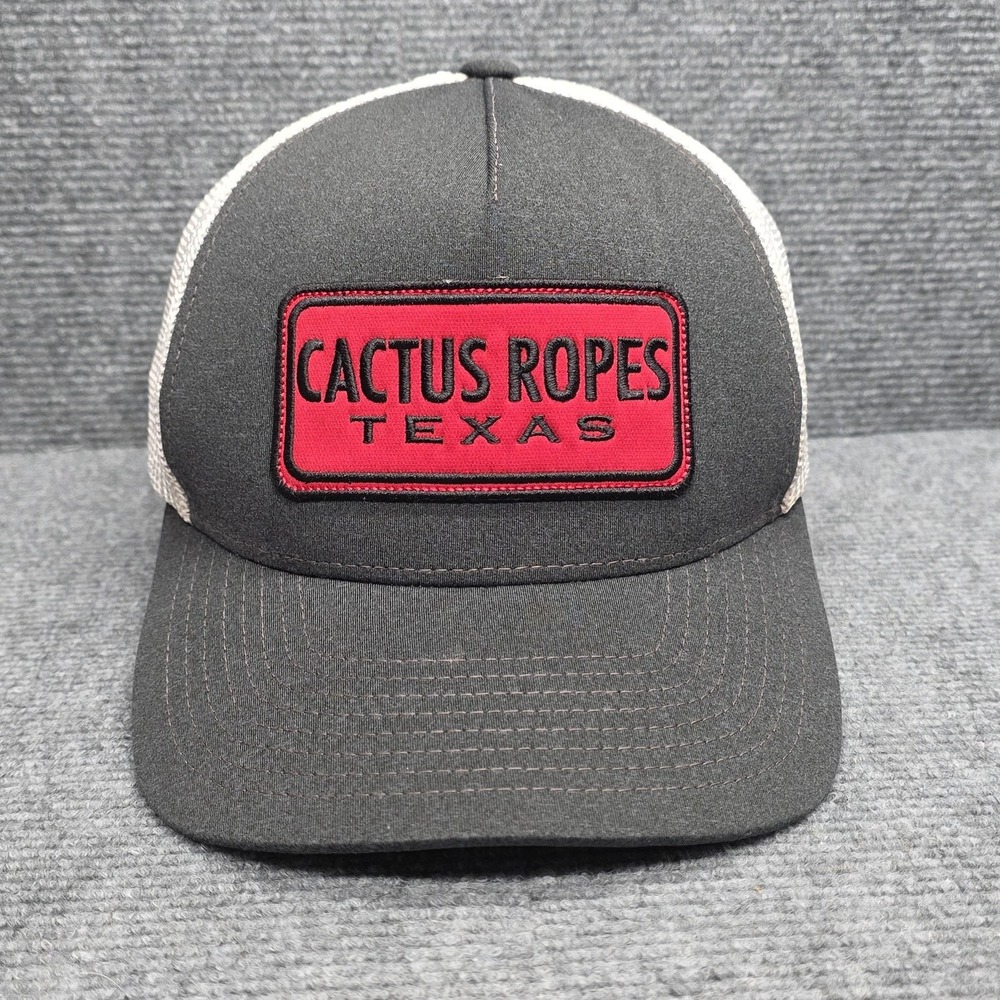 Hooey Hat Cap Fitted Mens Medium Gray Mesh Trucker Cactus Ropes Patch Texas